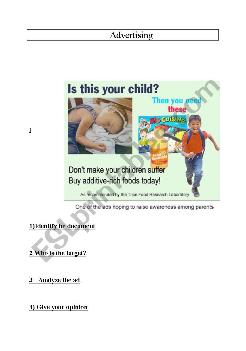 advertising worksheet