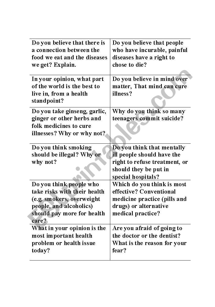Discussion questions about stress/health - ESL worksheet by punjaban85