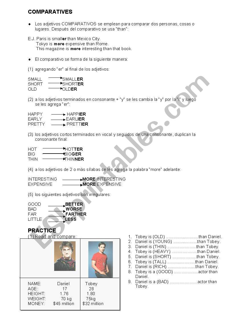 Comparatives worksheet