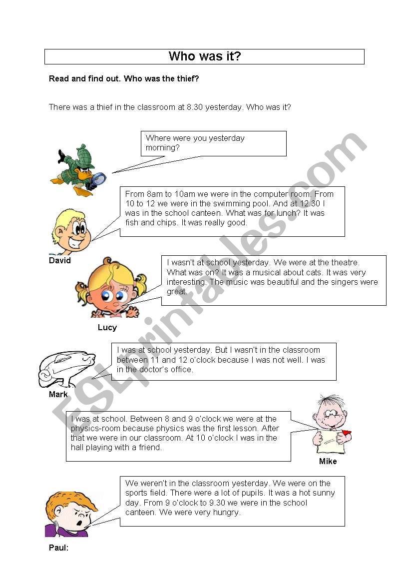 Who was it? worksheet