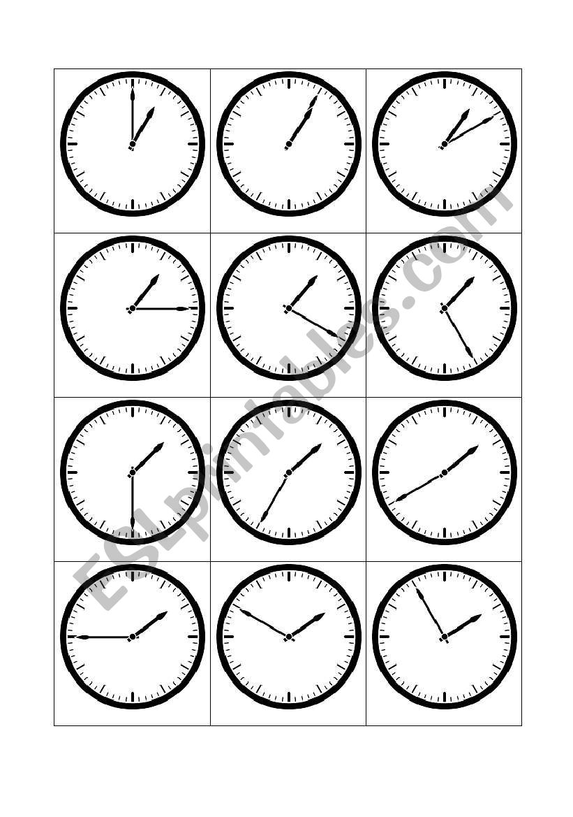 Telling the time - 1 oÂ´clock worksheet