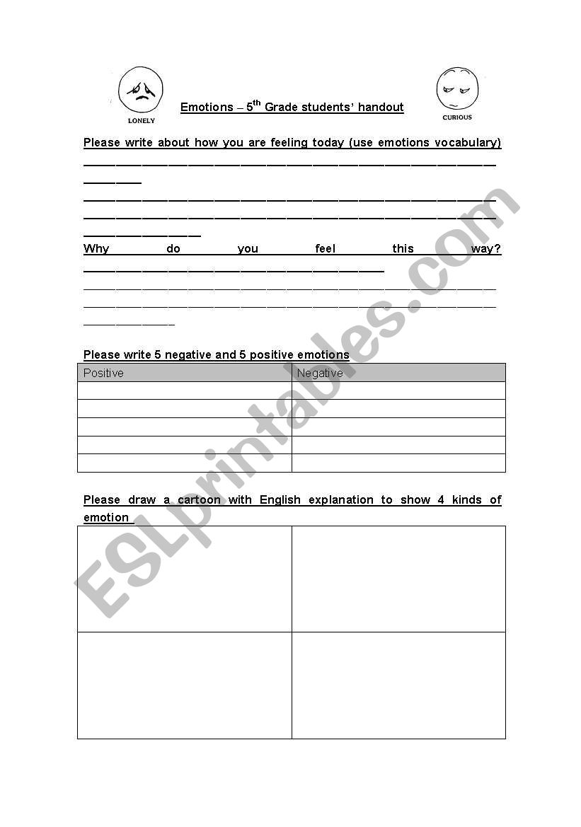 emotions worksheet