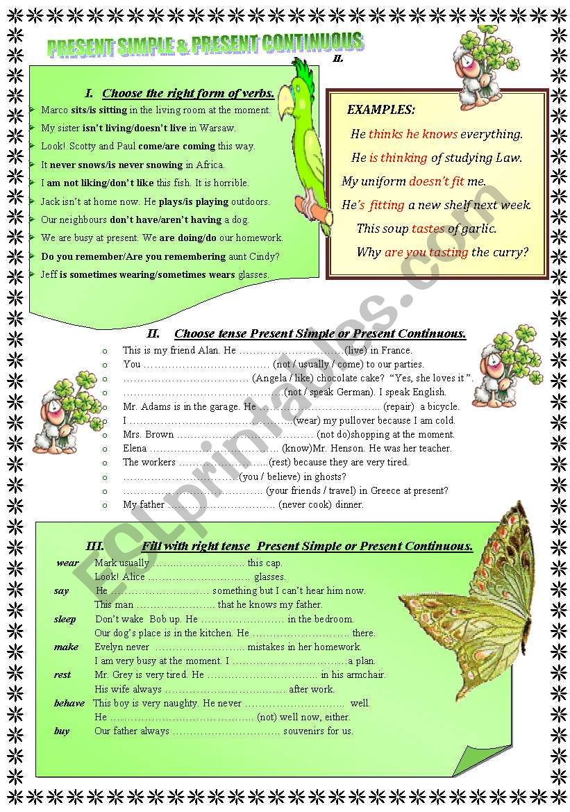 PRESENT SIMPLE & PRESENT CONTINUOUS PART 2