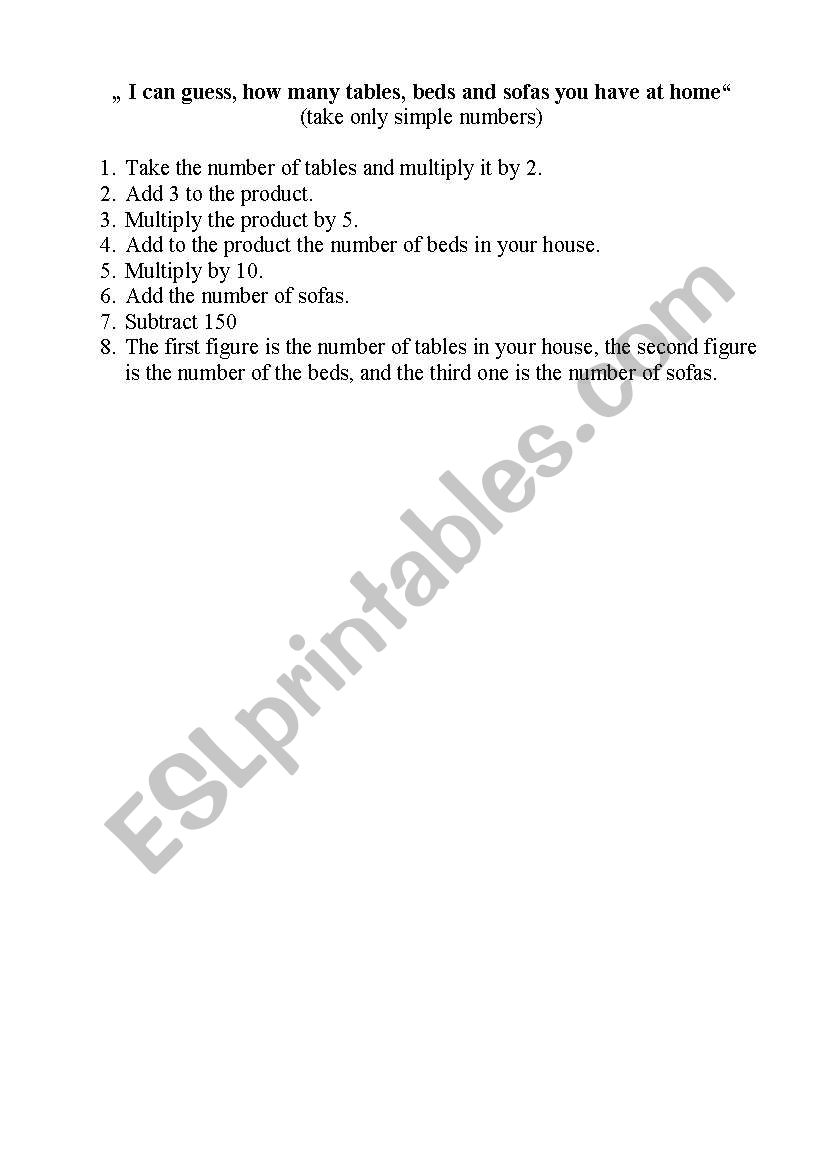 Fun with math.  worksheet