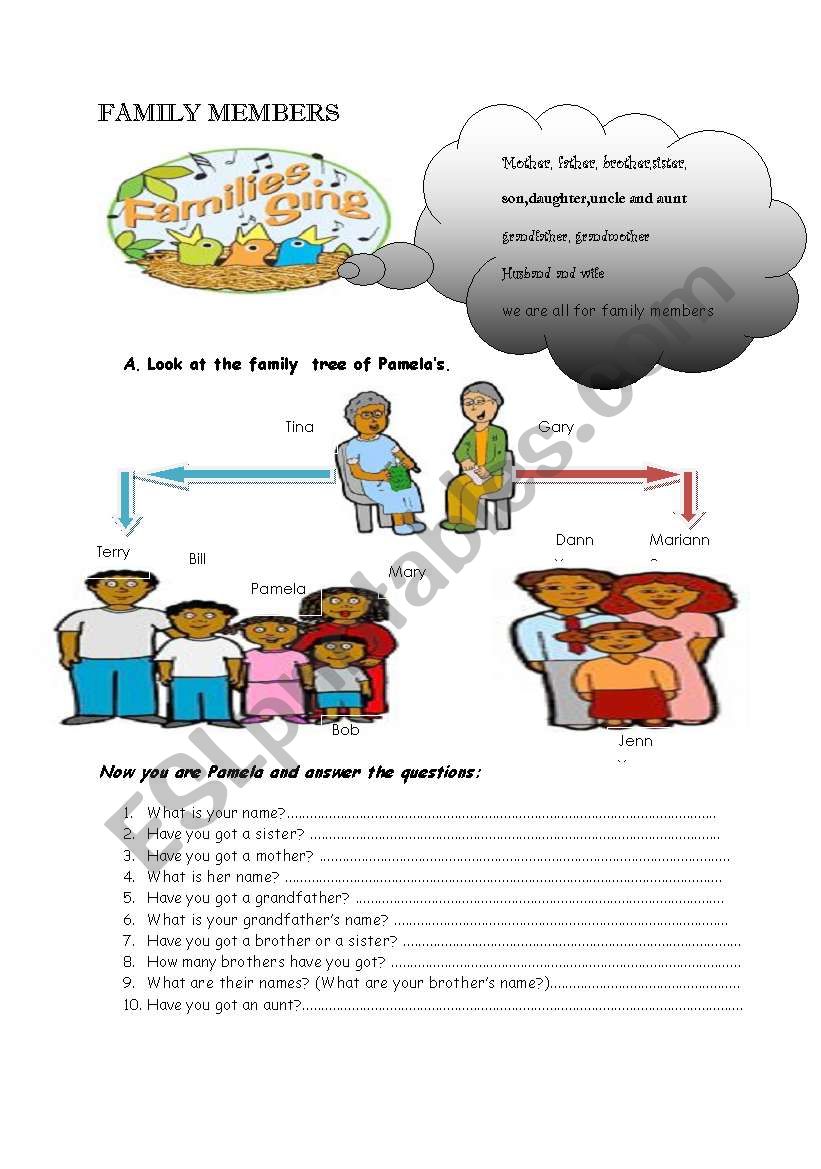 FAMILY MEMBERS worksheet