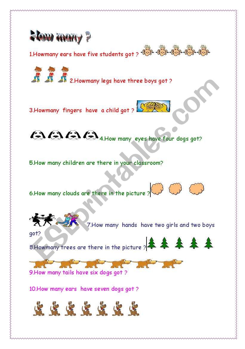 HOW MANY ?for young learners worksheet