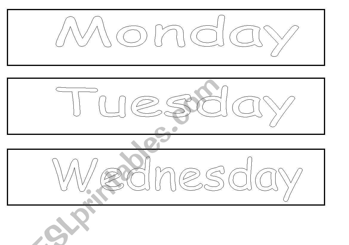 Days of the week paperchain worksheet