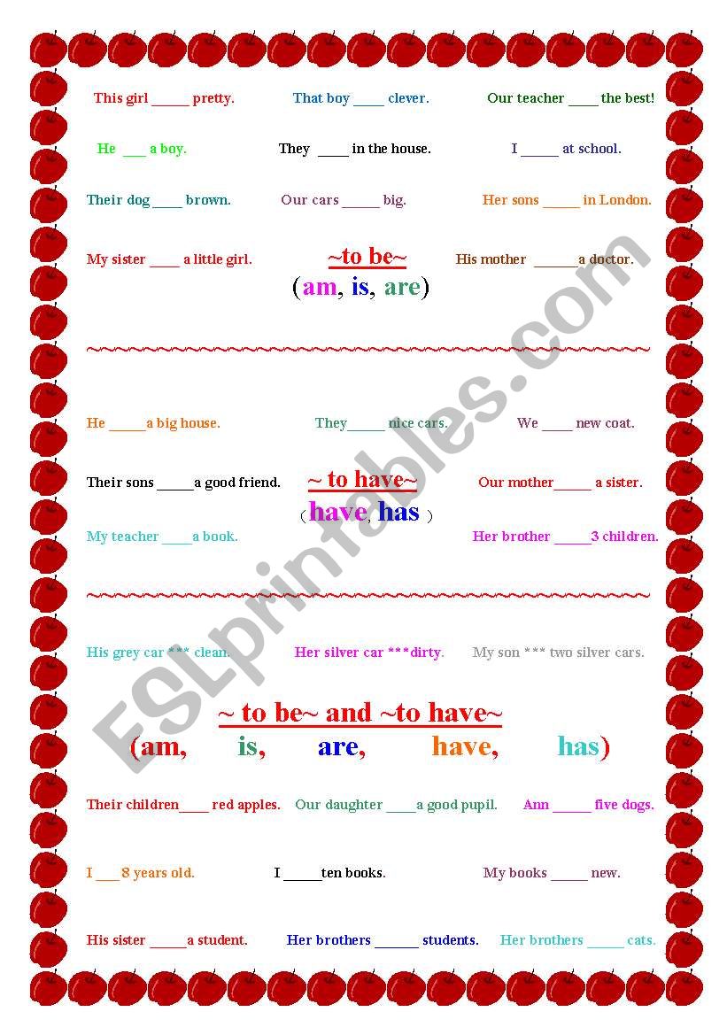  -to be- and -to have- Present Simple Tests.