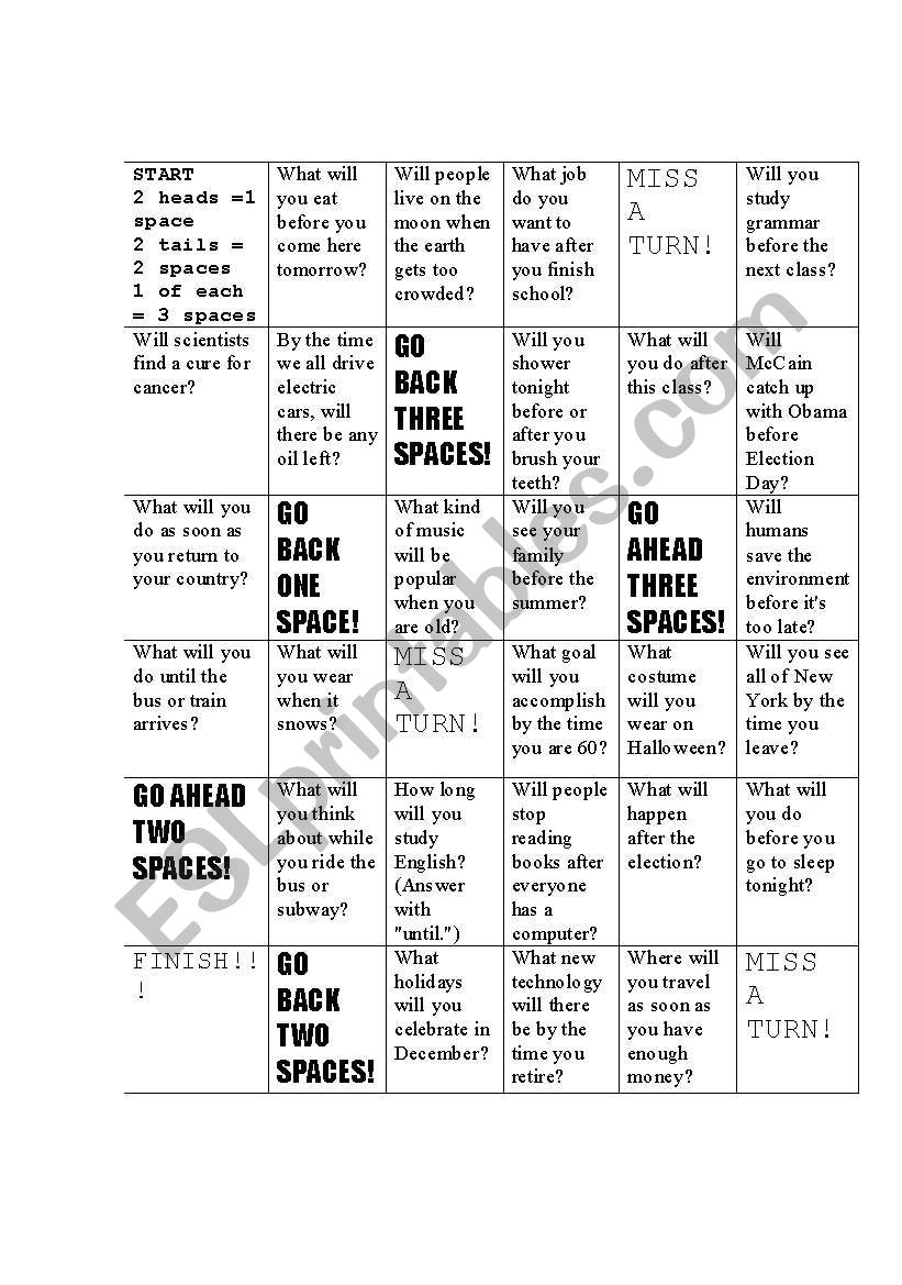 Future Time Clauses Board Game