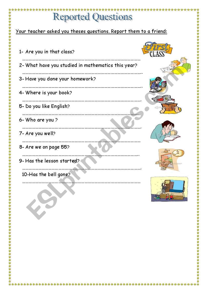 Reporting Questions worksheet