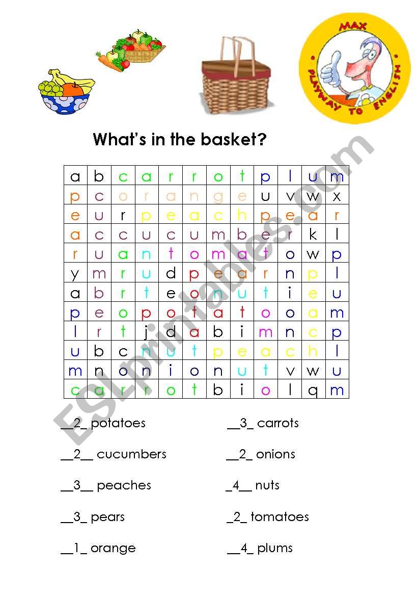 fruit wordserach worksheet