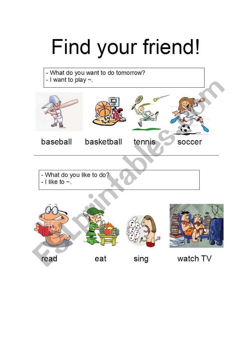 Find Your Friend worksheet