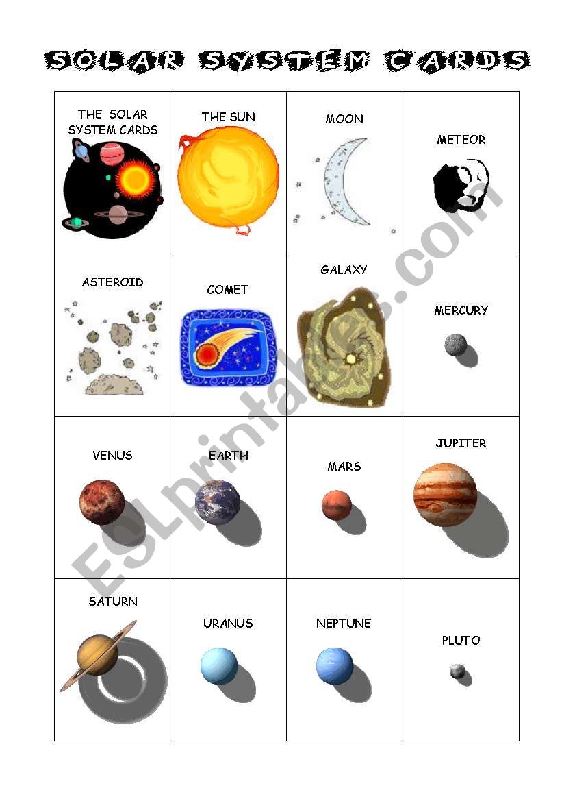 Solar System Card Game worksheet