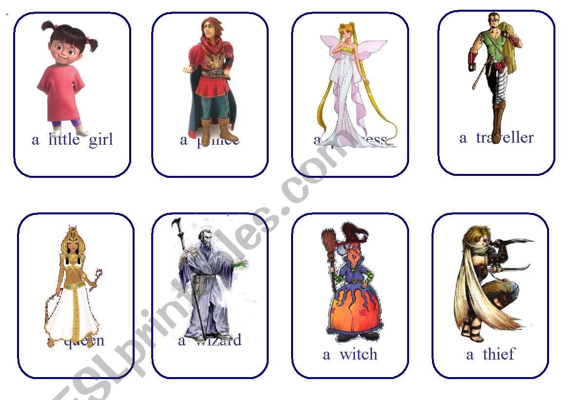write your own fairy tale cards game CHARACTERS 1