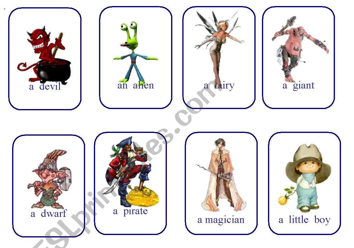 write your own fairy tale cards game CHARACTERS 2