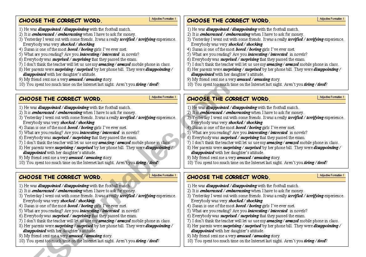 Adjective Formation  worksheet