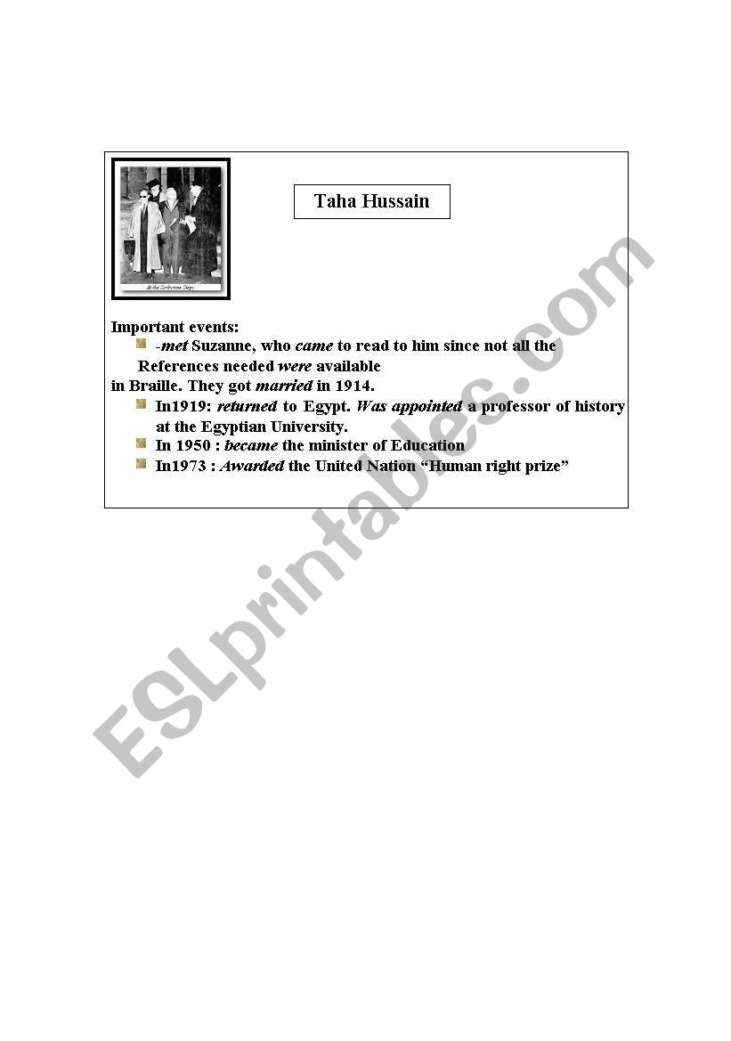 Taha hussain worksheet