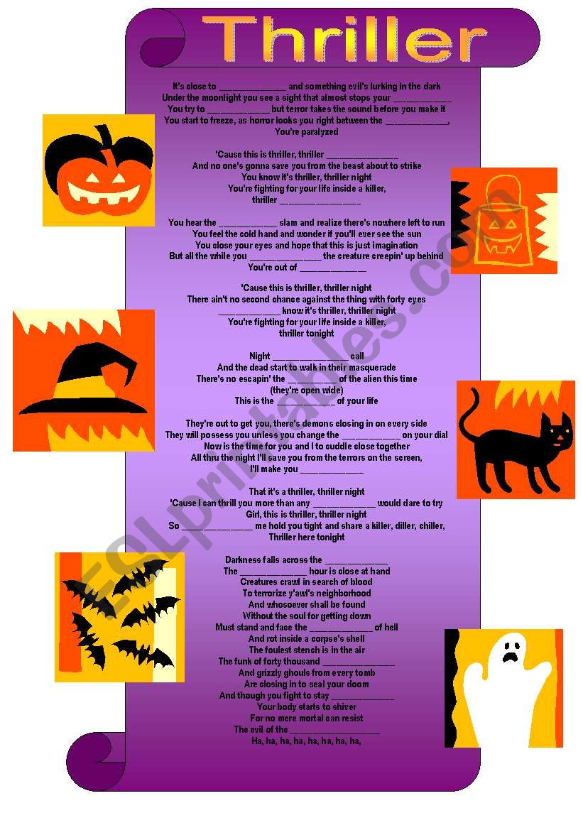 halloween song:  Thriller worksheet