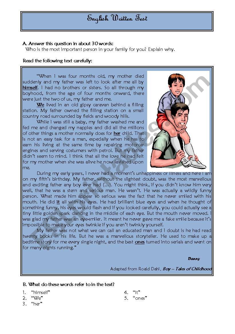 Test - family worksheet