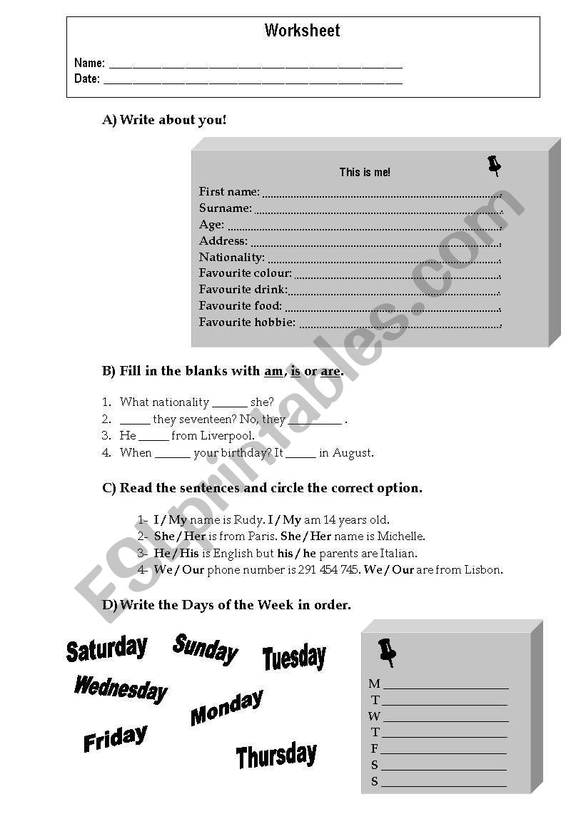 Revision Worksheet worksheet