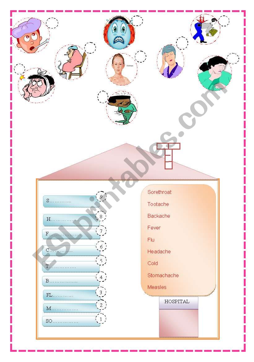 health problems worksheet