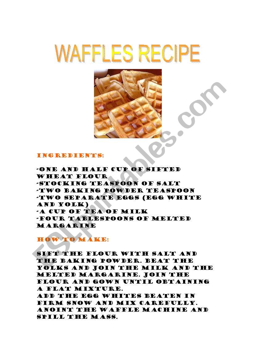 waffles recipe worksheet