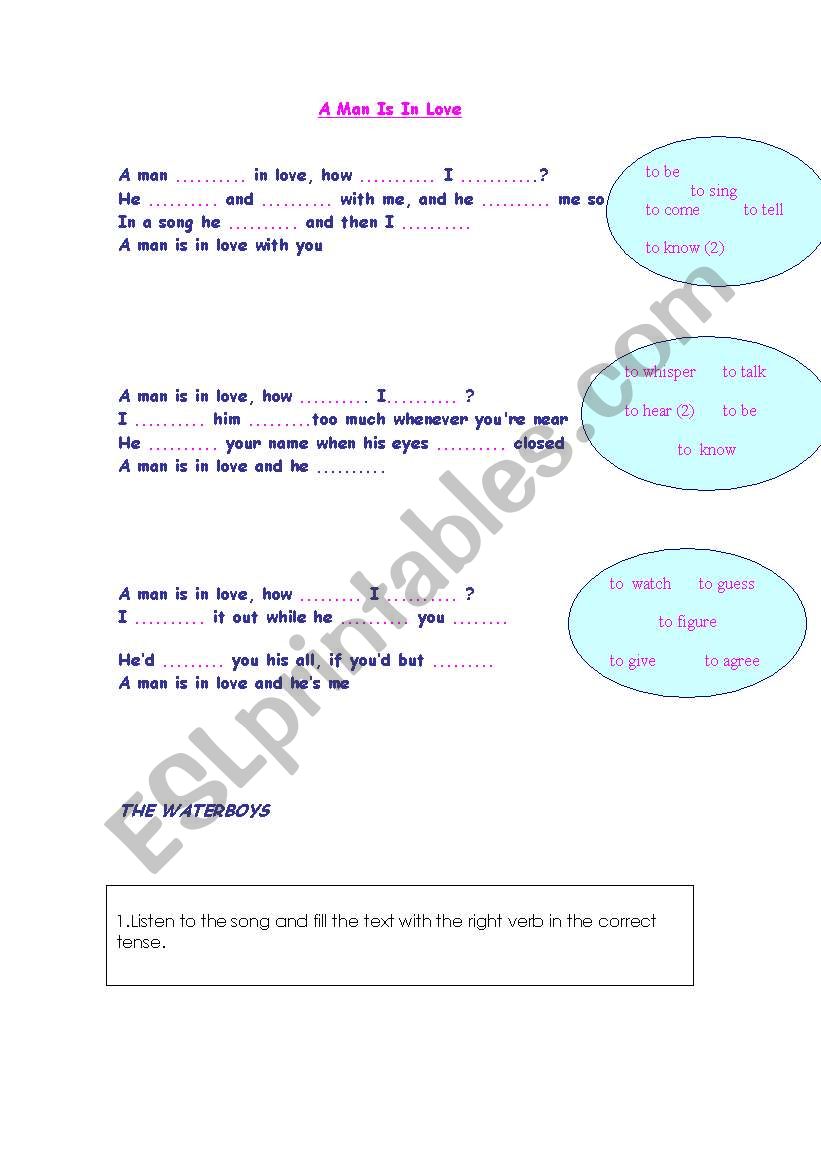 A man is in love worksheet