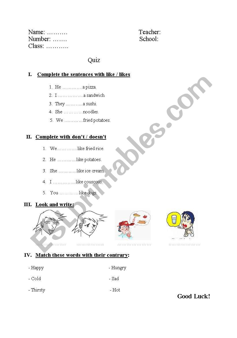 quiz worksheet