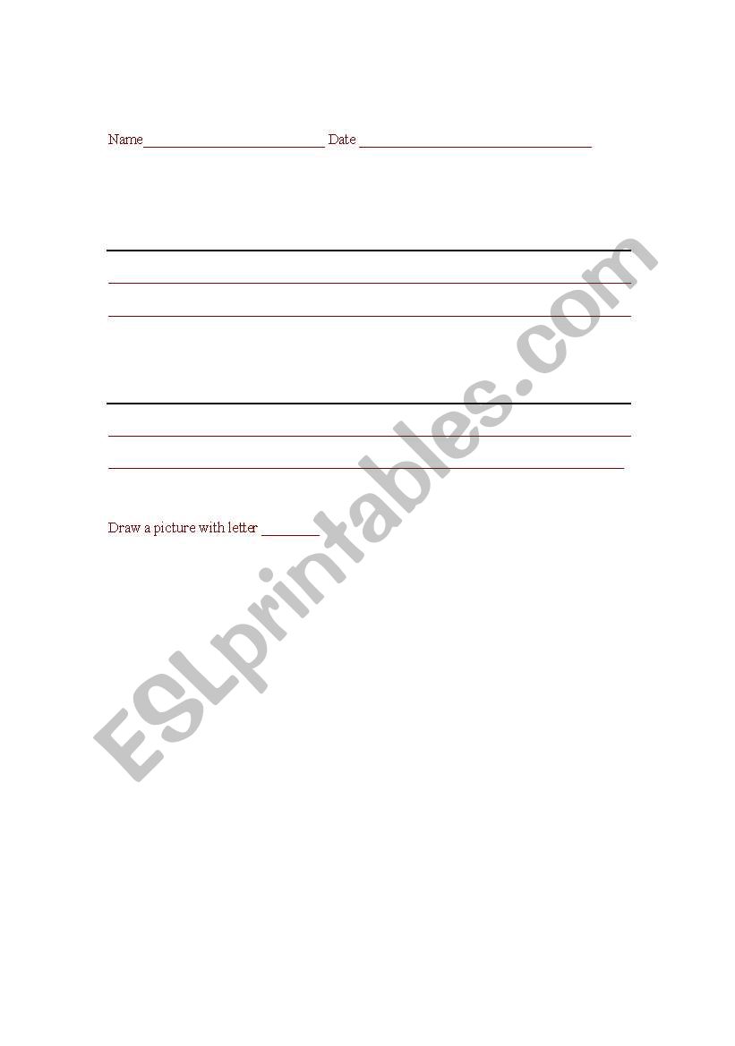 Letter writing worksheet