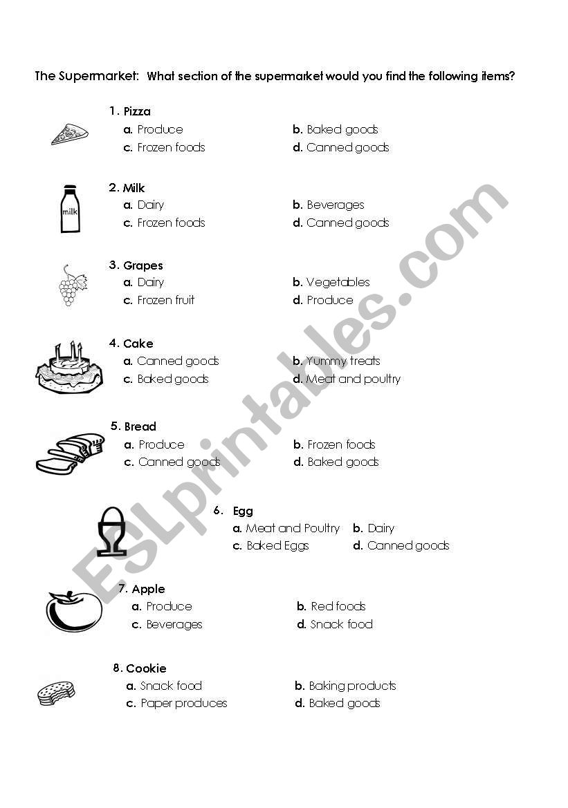 The Supermarket worksheet