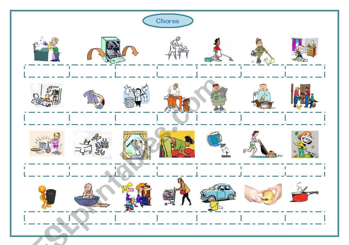 Chores, frequency adverbs worksheet