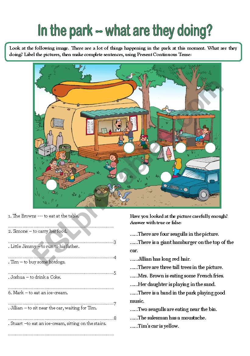 IN THE PARK worksheet