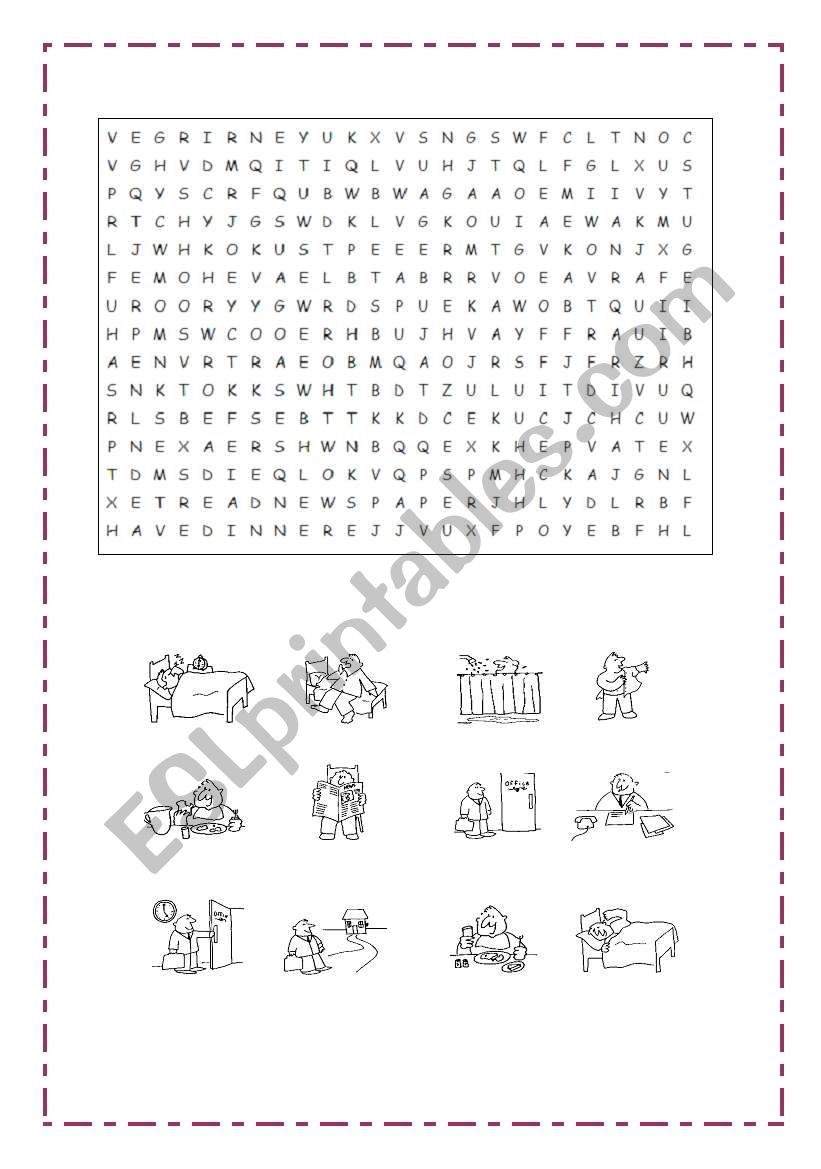 daily routines puzzle worksheet