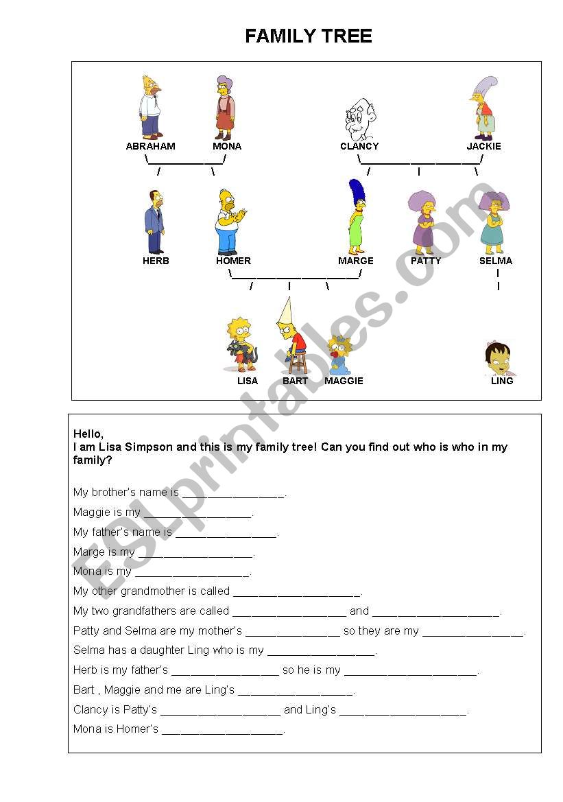 Family tree worksheet