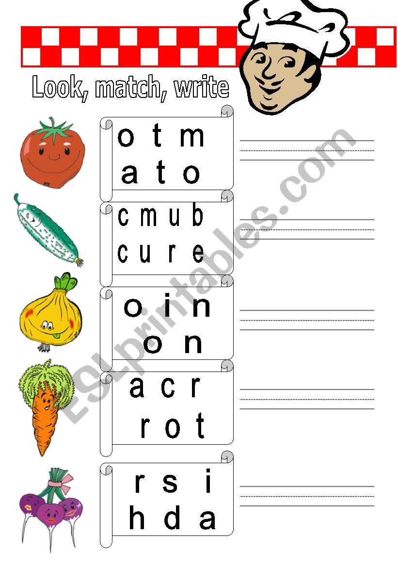 Vegetables worksheet