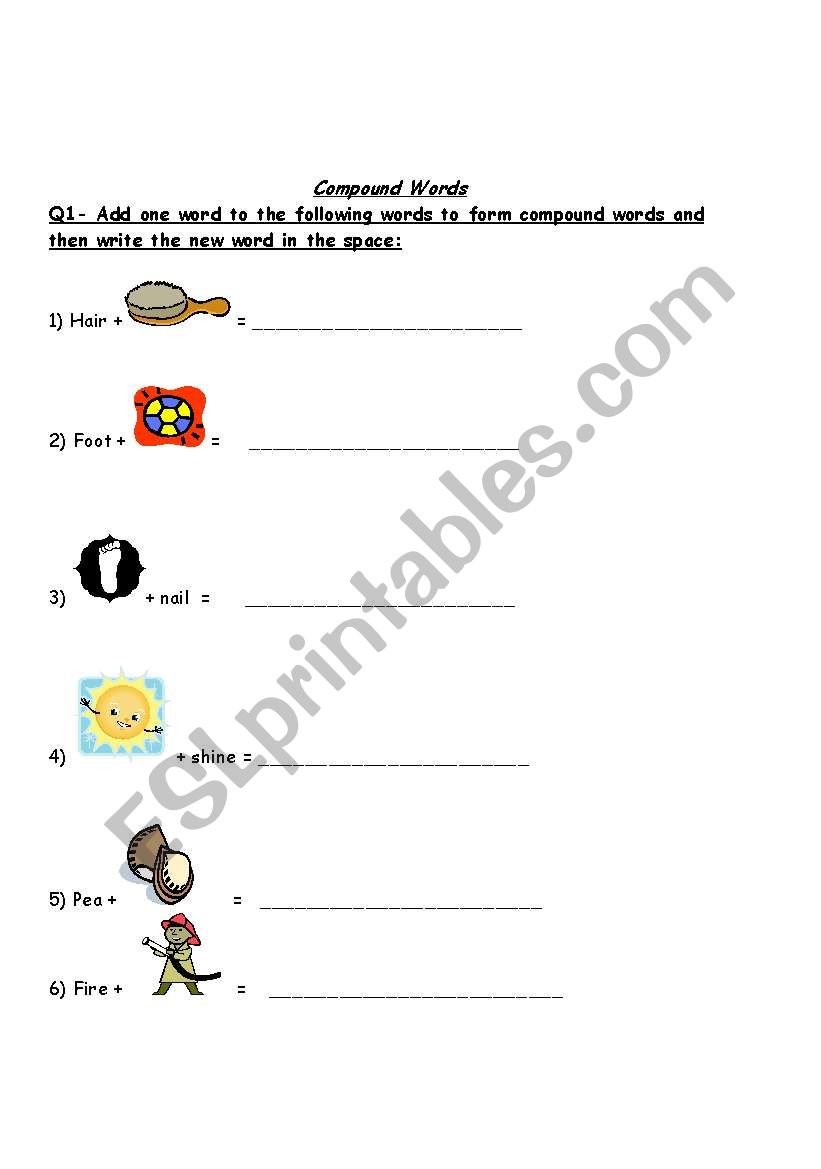 Compound words worksheet