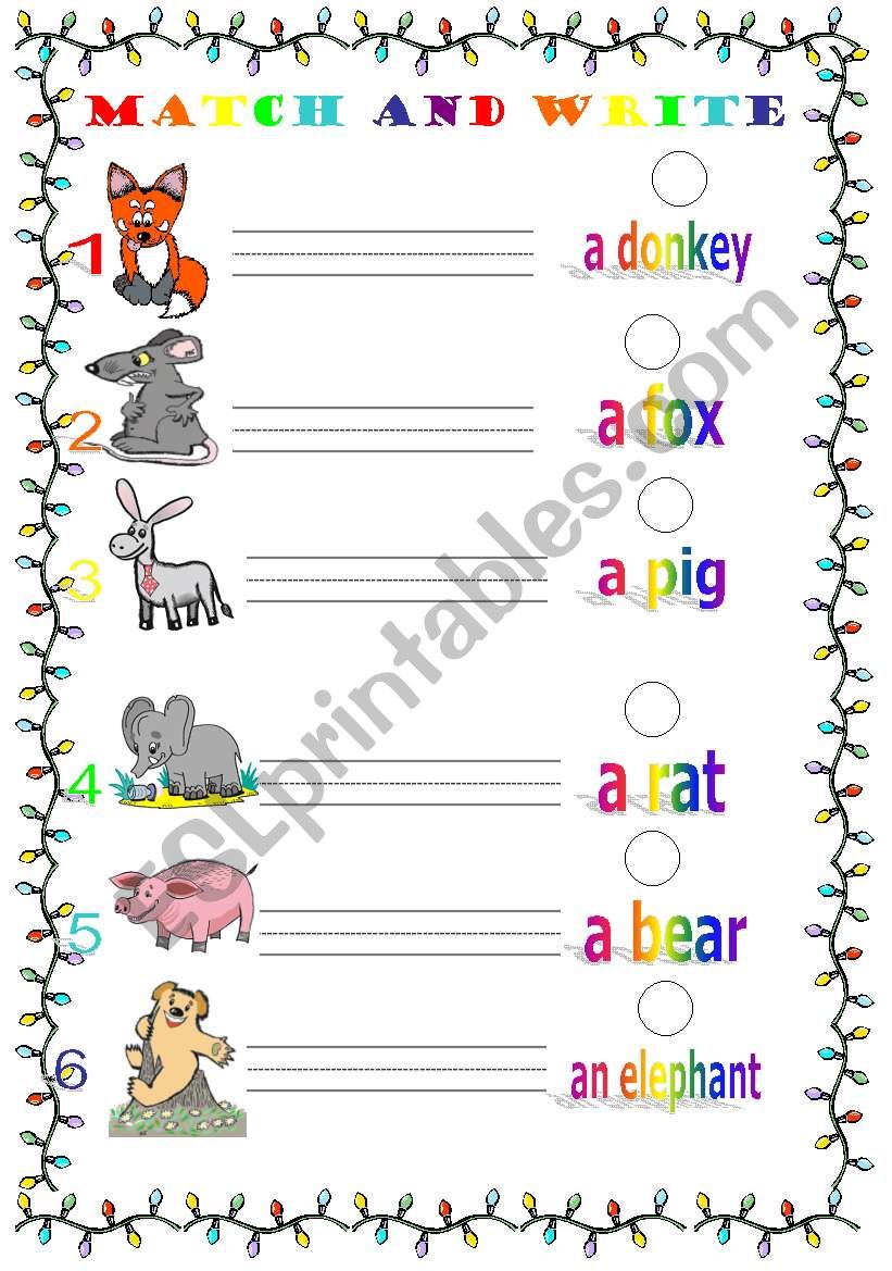 animals worksheet