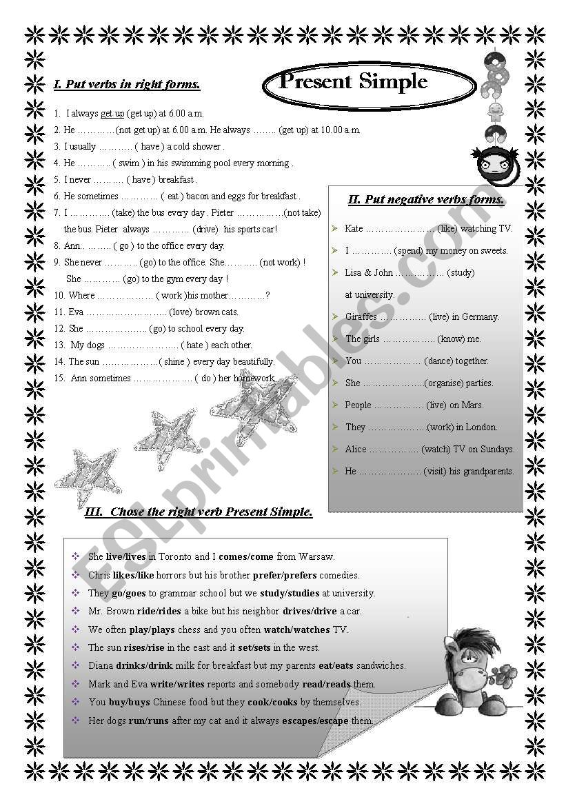 PRESENT SIMPLE 2 PAGES worksheet