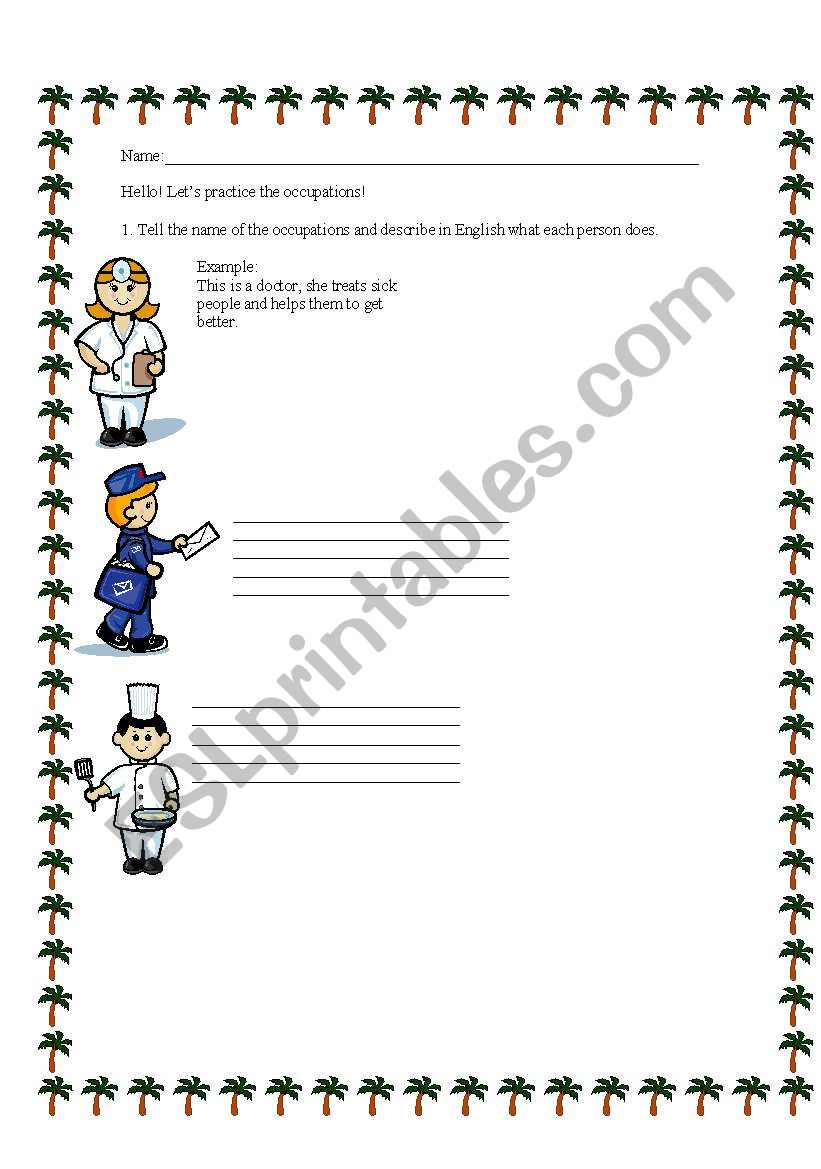 Occupations worksheet