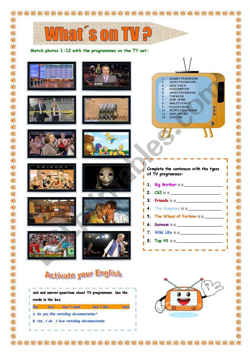 Whats on TV? worksheet