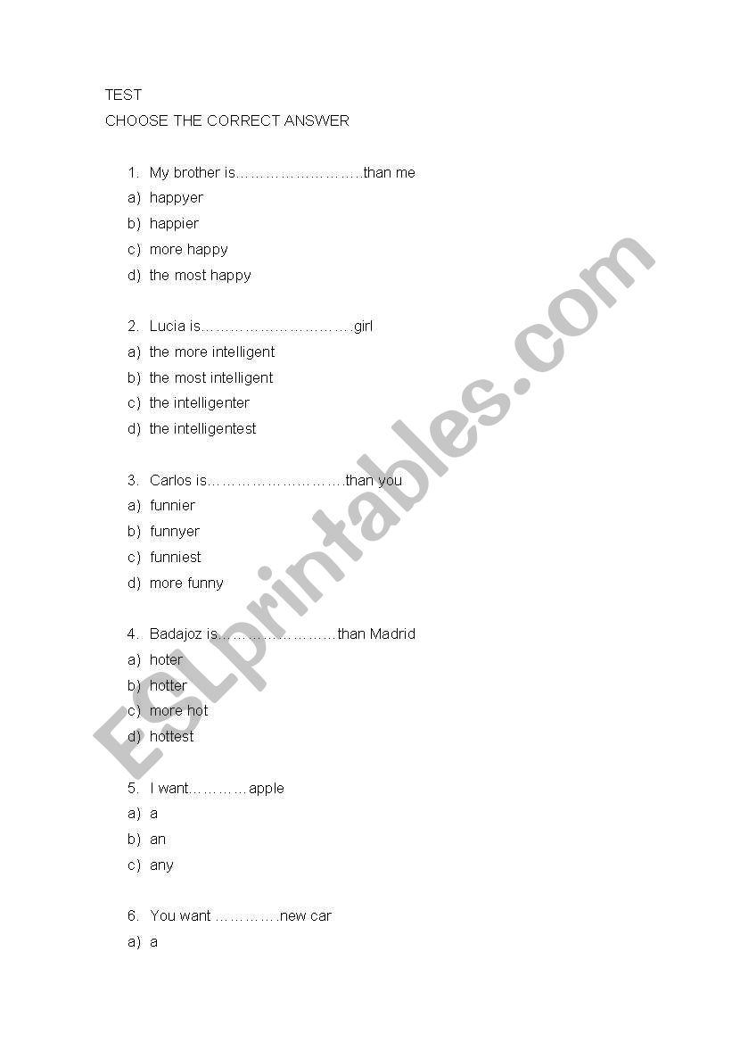 EXAM worksheet