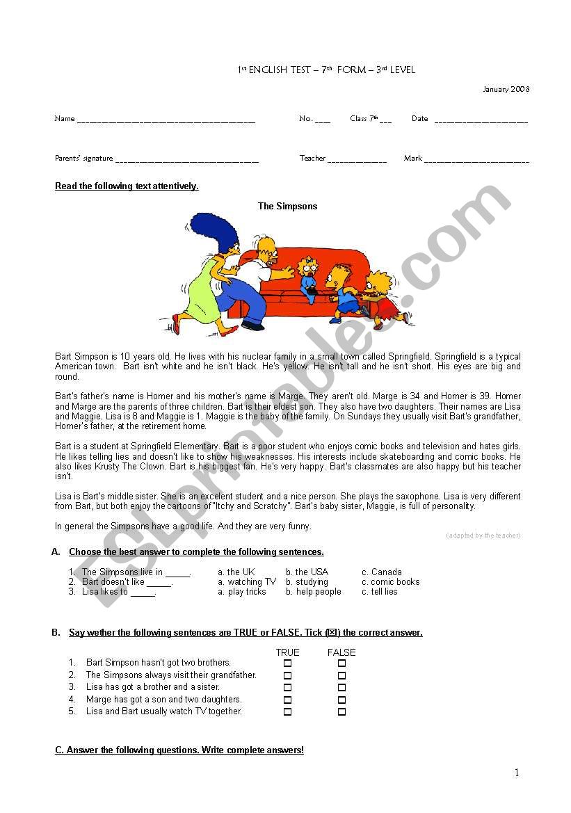 Written test- reading comprehension