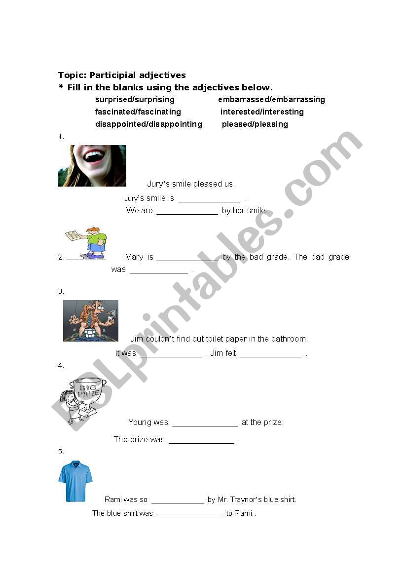 Participial Adjectives worksheet