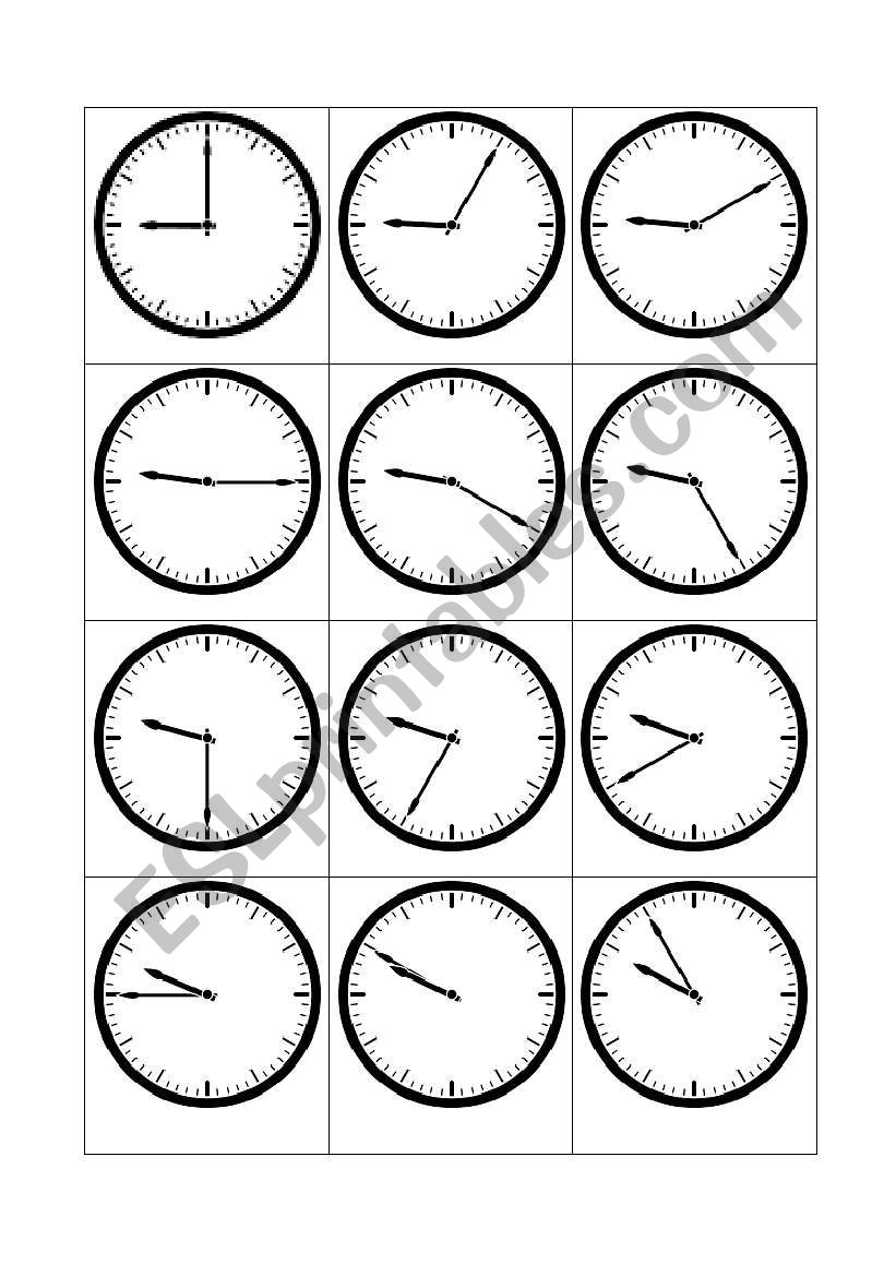 Telling the time - 9 oclock worksheet
