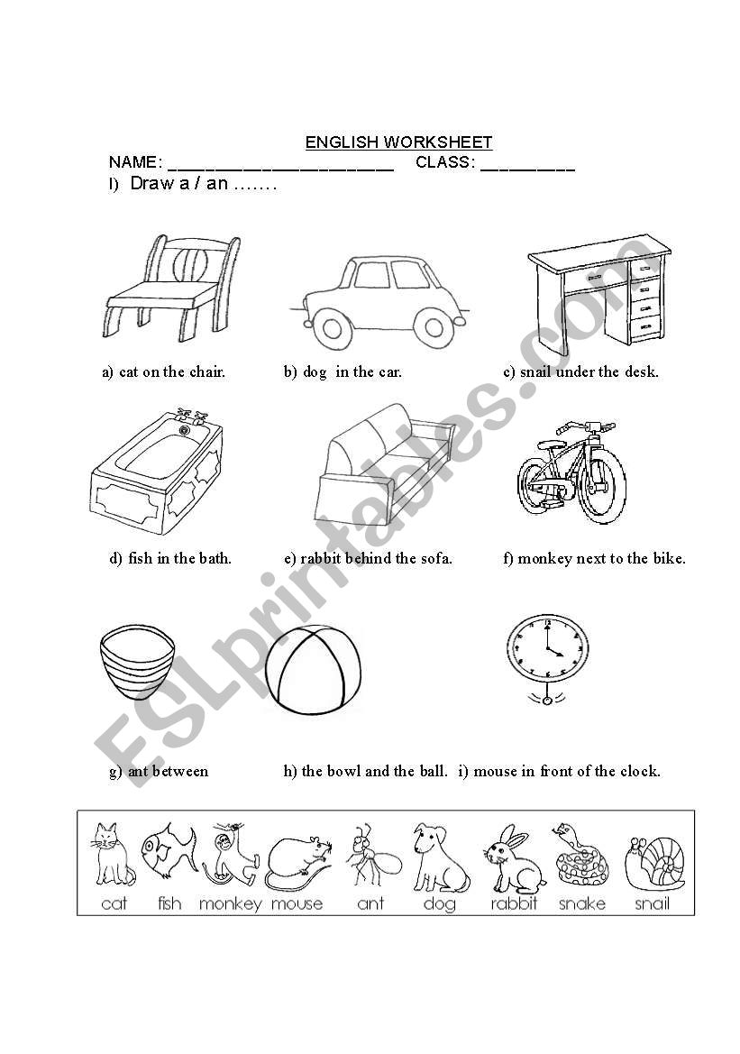 PREPOSITIONS  worksheet