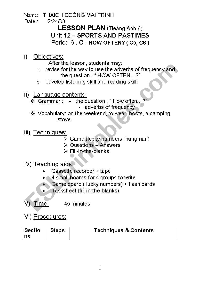 lesson plan worksheet