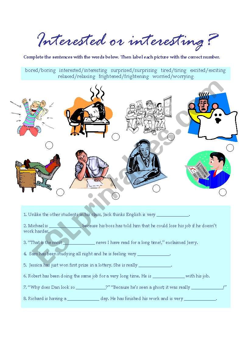 Interested or interesting? worksheet