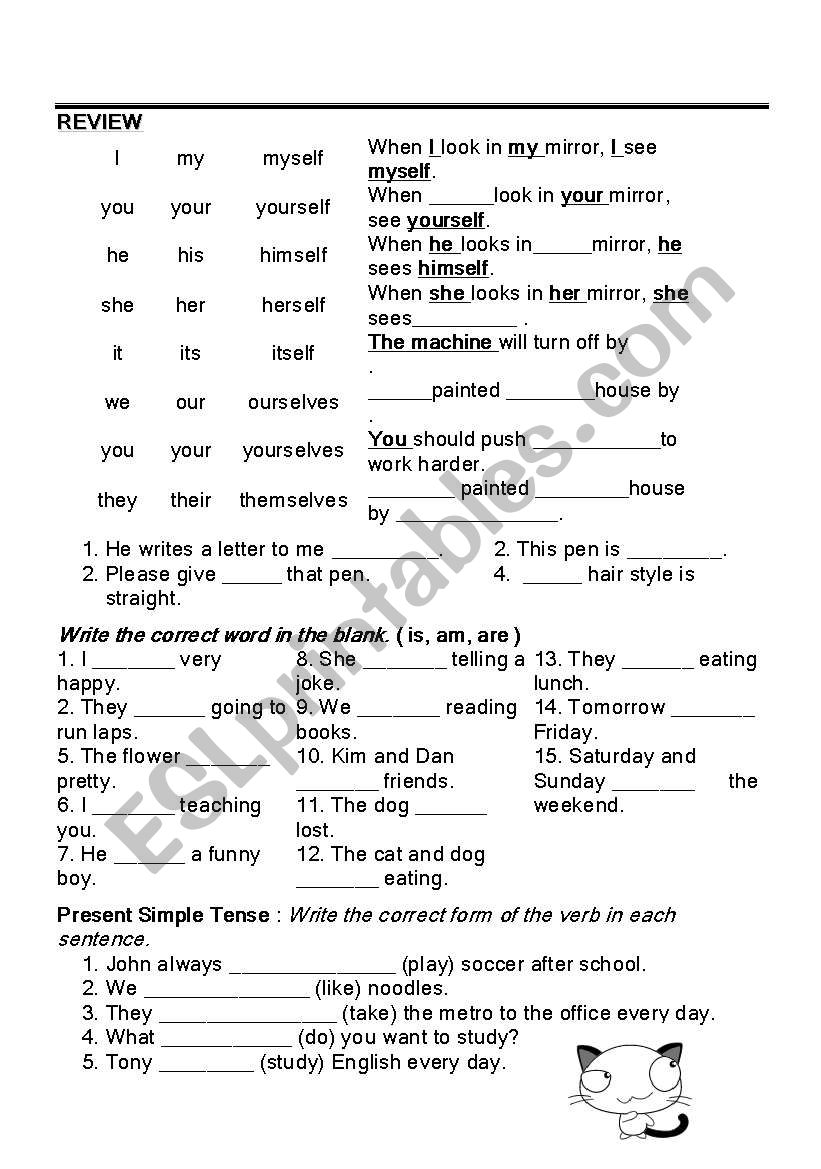Pronound and Verbs worksheet