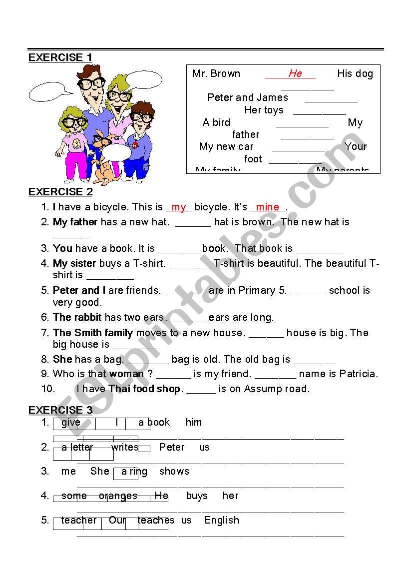 Pronouns worksheet