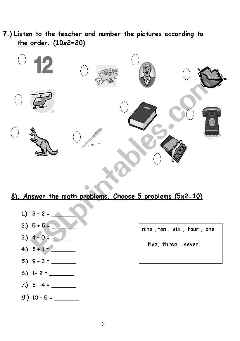 A test  worksheet